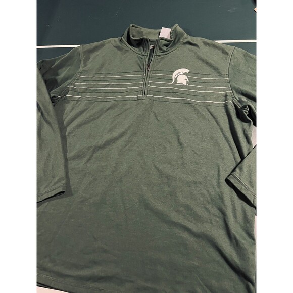 Michigan State University Spartans Quarter Zip Pullover Shirt Men’s 2XL Stripe - Picture 3 of 7